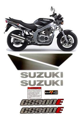 Kit Jogo Faixa Emblema Adesivo Suzuki Gs500 Preta Gs501 Fgc