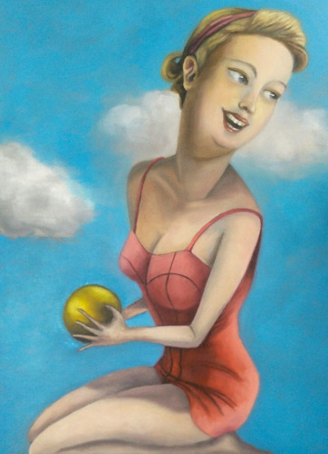 Obra De Arte  Madonna Con Esfera  Oleo Sobre Lienzo