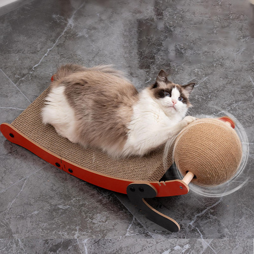 Tablero Rascador Para Gatos Con Bola De Sisal, Almohadilla