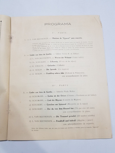 Antiguo Programa Alemán Goethe Teatro Colon Rosari Mag 58671