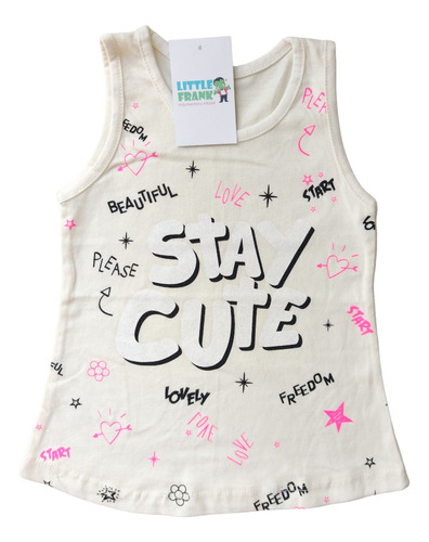 Musculosa Bebe Remera Brillito Nena Stay Cute Linda Algodon