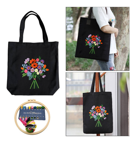 Kit De Bordado De Bolsa De Lona Con Flor De Gota De Rocío