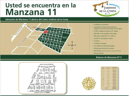 Imagen 14 de 14 de Se Vende Lote En Jardines De La Costa - Ruta 1 Km. 10