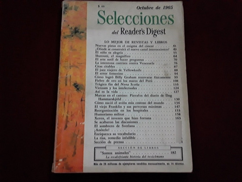 Selecciones Del Reader's Digest Octubre De 1965 N° 299