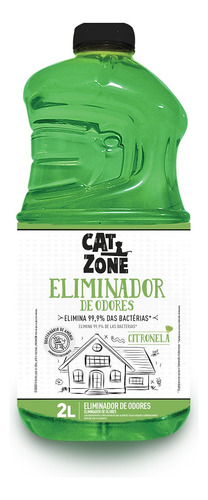 Eliminador De Odores Xô Bactérias Citronela Cat Zone 2 Litro