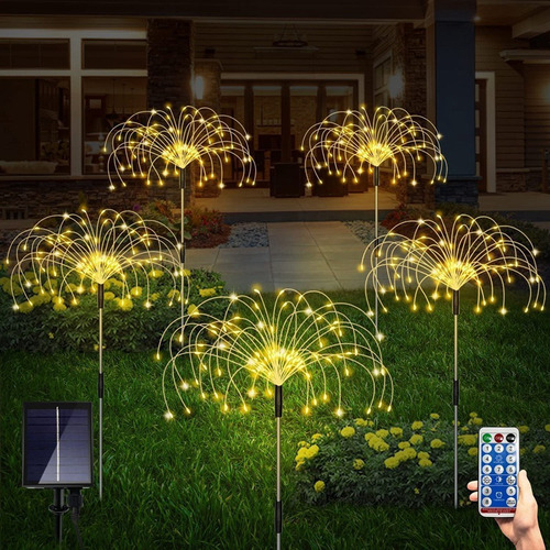 Decoración Navideña Con Luces De Fuegos Artificiales Solares