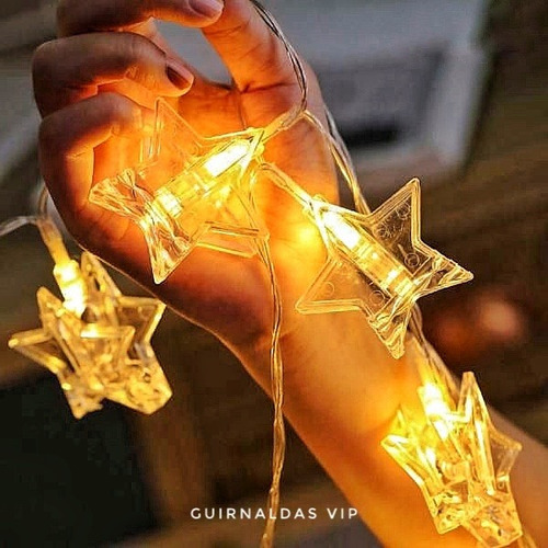 Guirnalda Estrellas Led A Pilas Luz Cálida