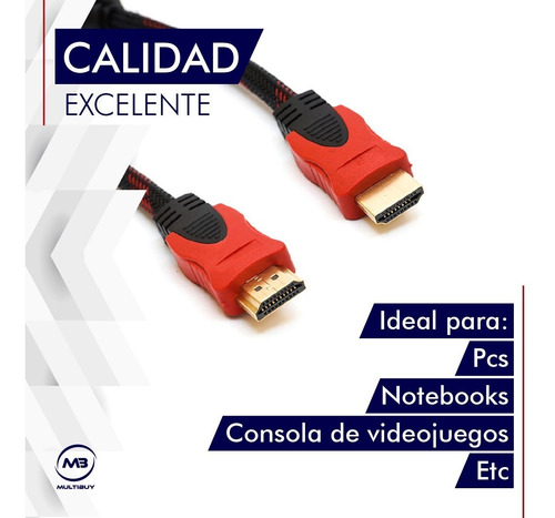 Cable Hdmi Mallado 1.5 Metros Oro Audio Video Tv Hd 1080p 4k