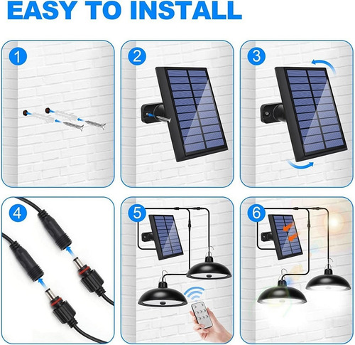 X2 Lampara Solar Doble Colgante Foco Solar Exterior Interior Negro