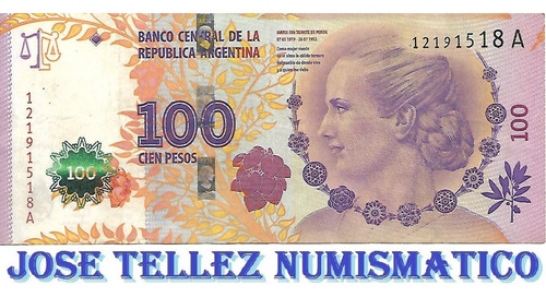 Bottero C001 $ 100 Evita Serie A Mb Palermo (Usado)