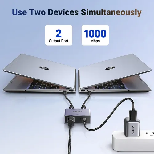 Divisor Ethernet Ugreen 1000 Mbps 1 A 2 Para Pc, Portátil, P