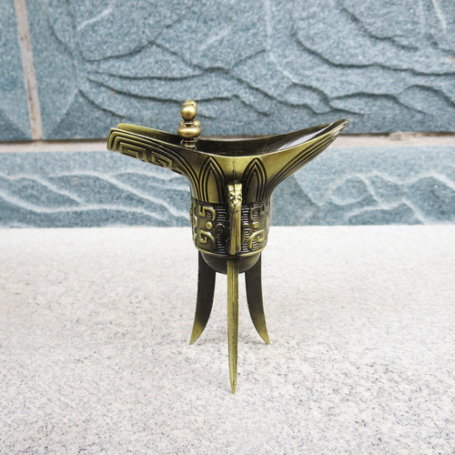 Copa Vino Imitación Bronce Artesanía Copa Triangular Adornos