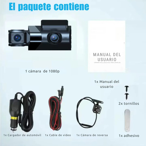Cámara Dashcam Para Auto Triple Grabacion Video Dvr Full Hd KUSOMI KS-02