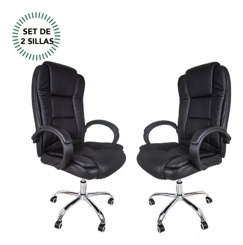 Silla De Oficina Ejecutiva Ergonomica Vinipiel Base Cromada Kingshouse  Silla de Oficina 10950