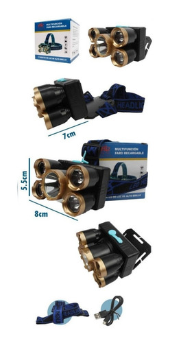 Lampara De Cabeza Linterna Frontal Con 4 Modos Recargable