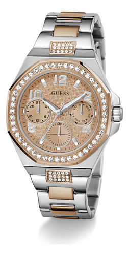 Reloj Pulsera Guess Gw0777l3 Con Correa De Acero Inoxidable Color Bitono - Fondo Oro Rosa
