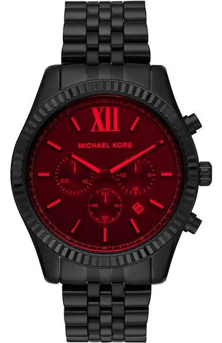 Reloj negro con rojo sale