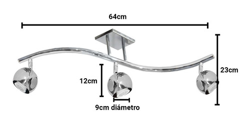 Imagen 3 de 10 de Lampara Aplique Pared Techo Plafon 3 Luces Sistema S Led