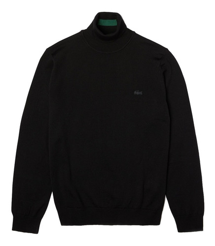 Sweater Hombre Lacoste Pulls Cuello Alto Lana Negro Pre