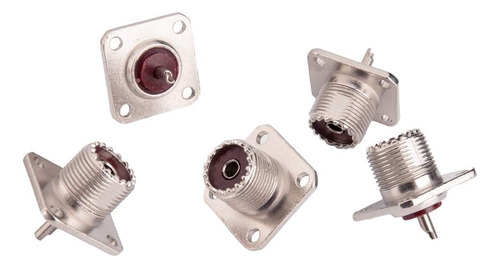 Conector Rf Uhf Hembra So-239, Montaje Panel Chasis, 5 Pieza