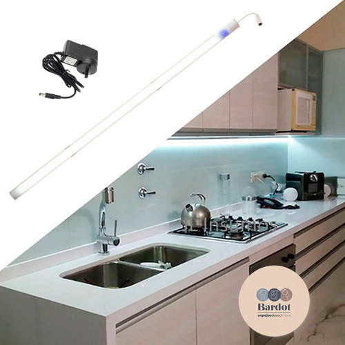 Lampara Luz Led Aluminio Alacena Cocina Dimmer Touch Medidas 100 Cm - Luz Blanca Cálida