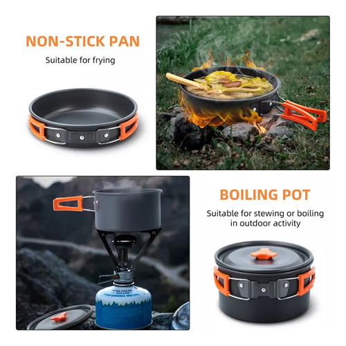 Estufas Y Encimeras Ollas Camping Con Cocinilla Y Cubiertos