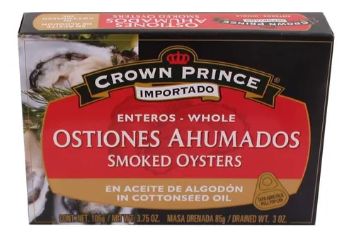 Ostiones ahumados Marinter Crown Prince Aceite puro de algodón 106g