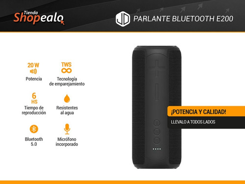 Imagen 2 de 8 de Parlante Portatil Bluetooth Inalambrico Jd E200 20w Rms Cta*