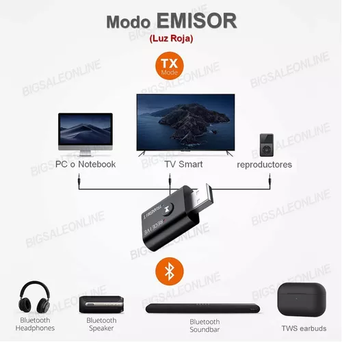 Adaptador Bluetooth 5.0 Emisor Receptor Smart Tv Pc Equipo