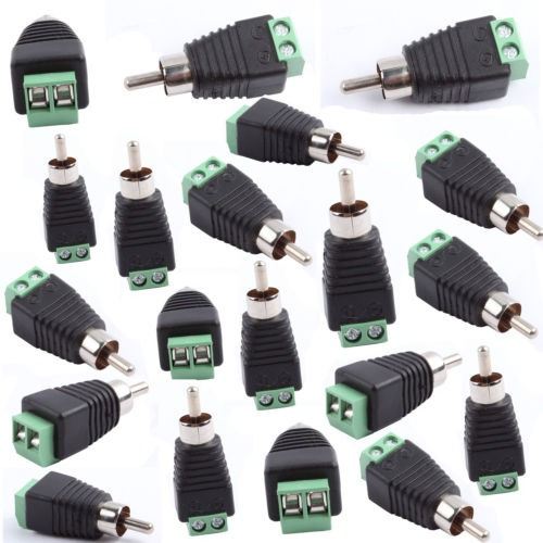 20pcs Cctv Phono Rca Enchufe Macho Para Tornillo Av Conector