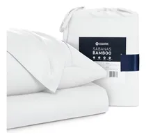 Comprar Sábanas Esquimal Queen Size de Bambú + Fundas, Ultra Suaves, Frescas, Hipoalergénicas, Ecológicas, con Regulación Térmica, Blanco