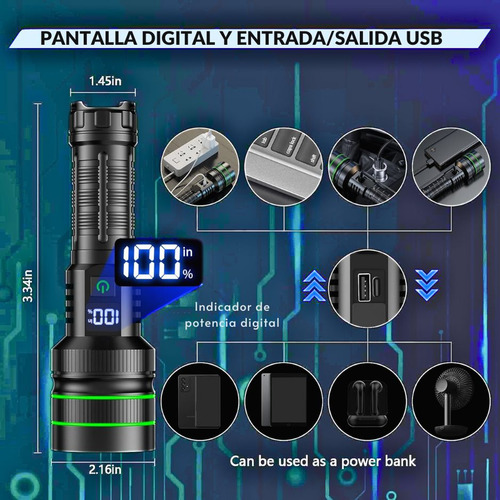 Linterna Recargable Zoom 3000m 60w Resistente Agua
