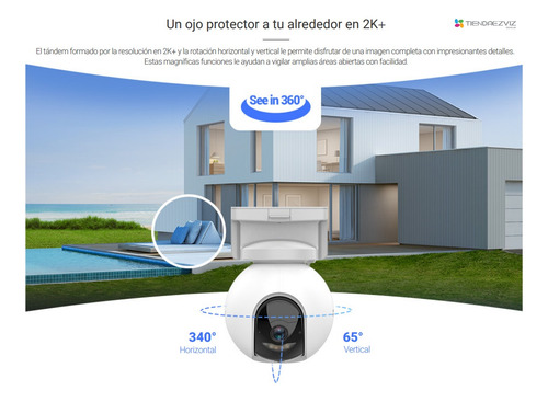Imagen 3 de 10 de Cámara Ezviz Ext Hb8 2k Color 24 Hrs 360º + Panel Solar D