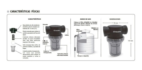 Filtro De Agua Desbarrador De 1/2 Marca Exceline