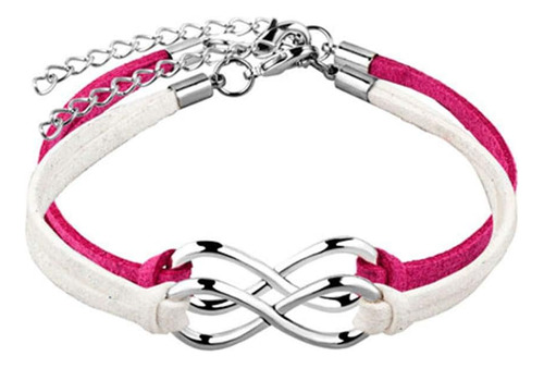 Cly Jewelry Pulsera Hecha A Mano De Color Rosa Oscuro Y Blan