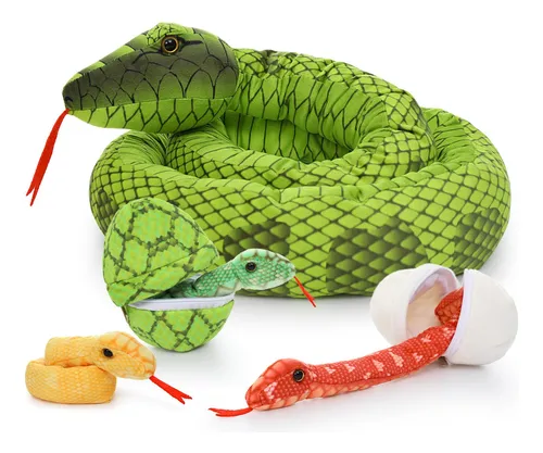 Morismos Peluche De Serpiente Gigante Mamá Con Bebés, Jug.