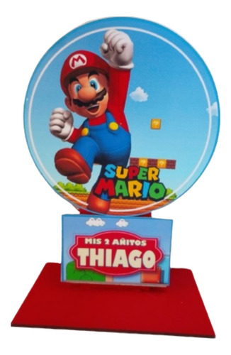 6 Centros Souvenirs Mario Bros Fibrofacil 29cm  