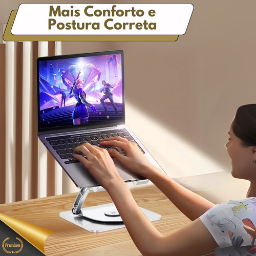 Suporte Macbook Air Notebook Laptop Mesa Alumínio 360º