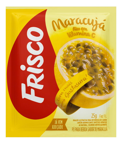 Suco de maracujá  Frisco em pó sem glúten 25 g 