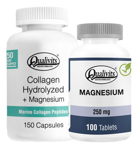 Magnesio 250 Mg + Colágeno Con Magnesio X 150 - Qualivits Sabor Natural
