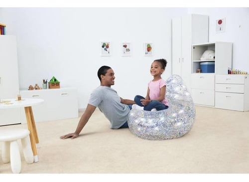 Puff Silla Inflable Transparente Brillante P/ Niños 72x64cm