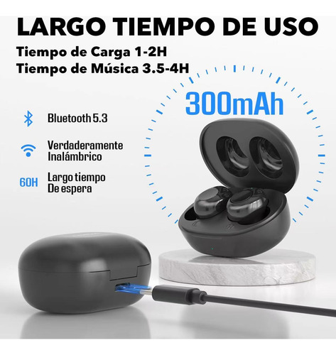Audífonos Inalámbricos Bluetooth V5.3 Carga Con Cable C