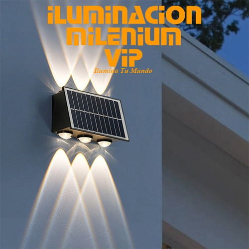 Aplique Lampara Led 6w Solar Luz Calida Bidirec Exterior P45