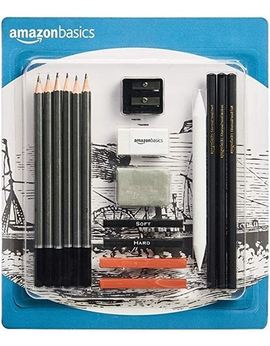 Amazonbasics Dibujo Y Esbozos Arte Lápiz Kit - Set De 17 Pie