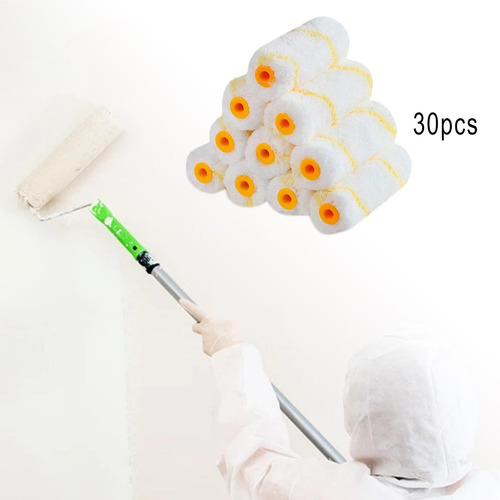 30 Piezas Kit De Cepillos De Rodillo De Pintura Amarillo