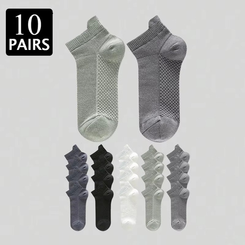 10 Pares De Calcetines Cortos De Malla Para Hombre, Calcetin
