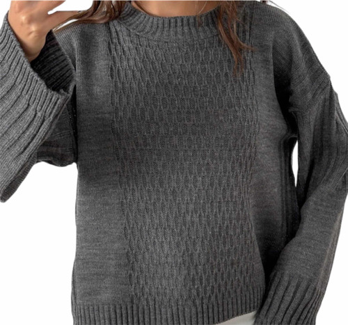 Sweater Cuello Redondo Manga Oxford Salamanca Go By Loreley