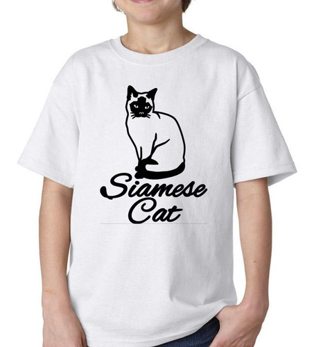 Remera De Niño Gato Siames Silueta Vector