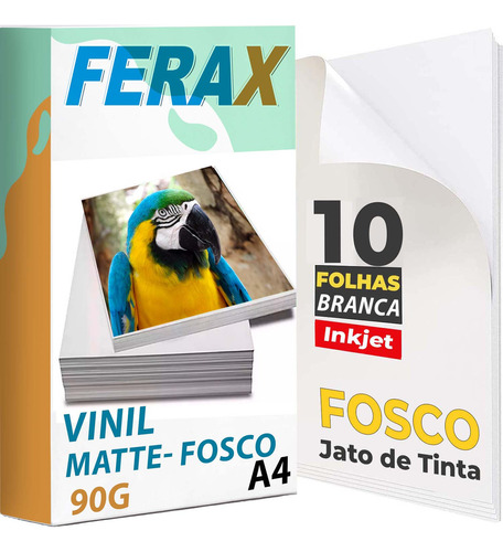 Adesivos Vinil Branco Fosco Jato De Tinta A4 - 10 Folhas