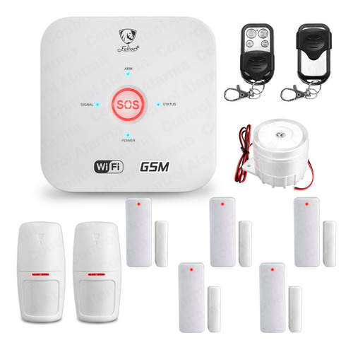 Imagen 1 de 10 de   Kit 9 Alarma Wifi Gsm Seguridad Casa Vecinal Sistema 